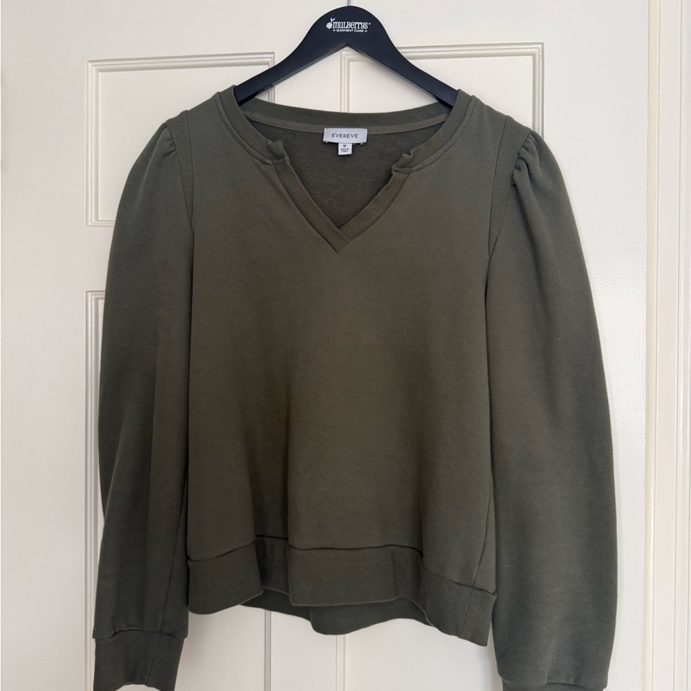 Evereve Olive V-Neck Sweatshirt